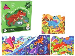 Puzzle Układanka Świat Dinozaurów 4 w 1 Dinozaury 4 Obrazki 73 El.